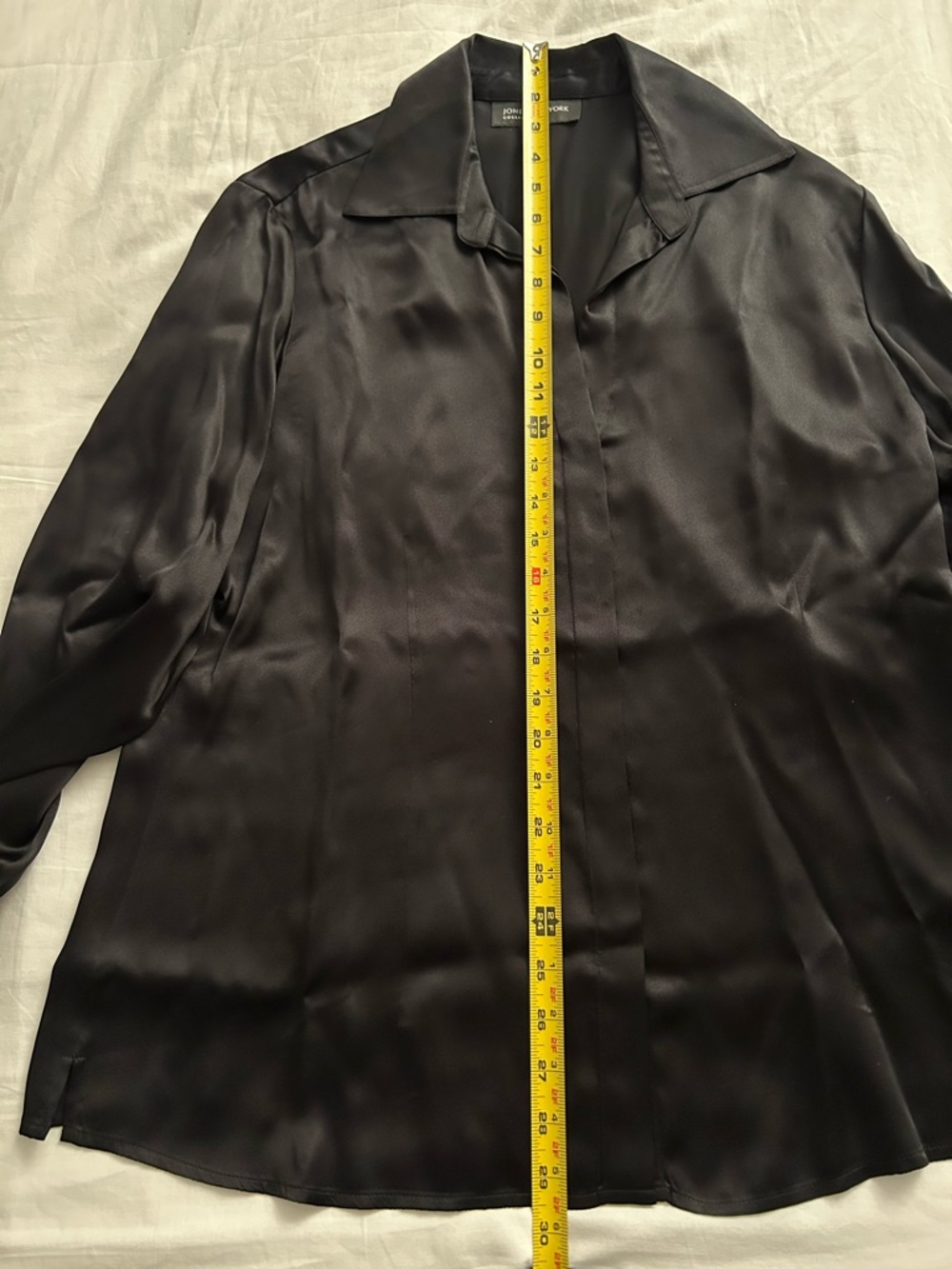 Jones New York Collection, Black, Long Sleeve Silk Blouse, Size 14 - Picture 11 of 16